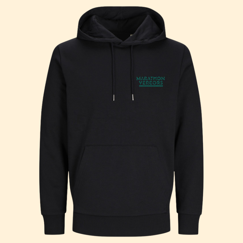 Sweat à capuche noir Marathon du Vercors