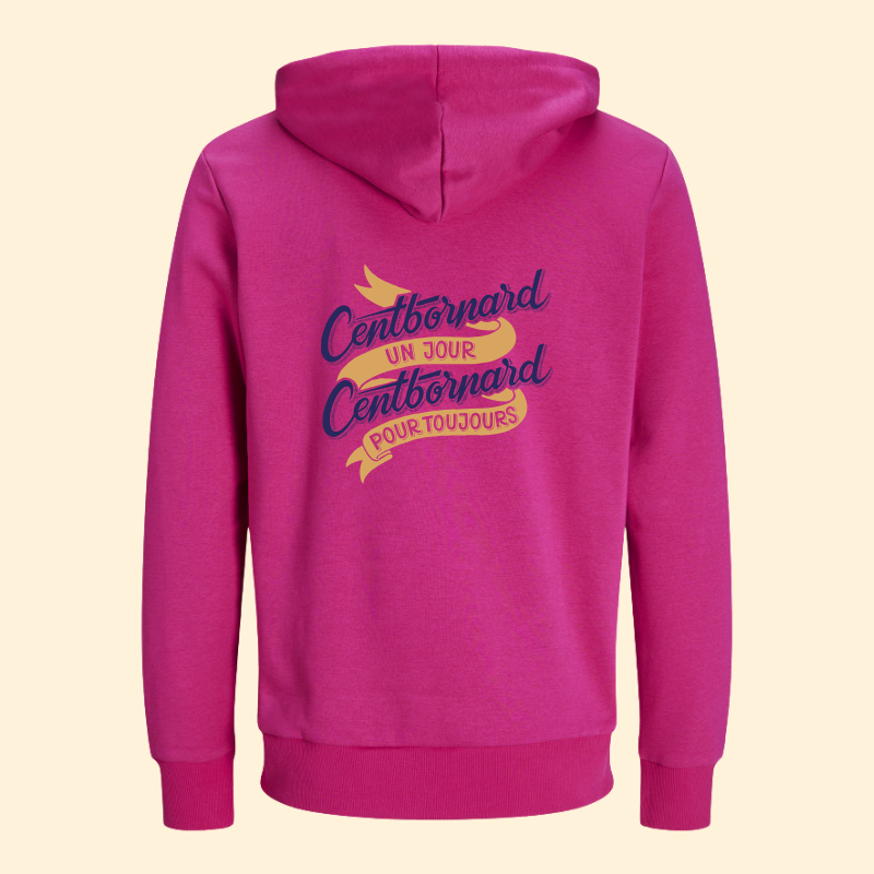 Sweat capuche unisexe Centbornard - Rose 100km de Millau