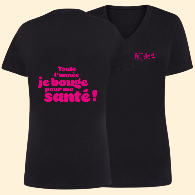 T-shirt Femme Noir Courir pour elles