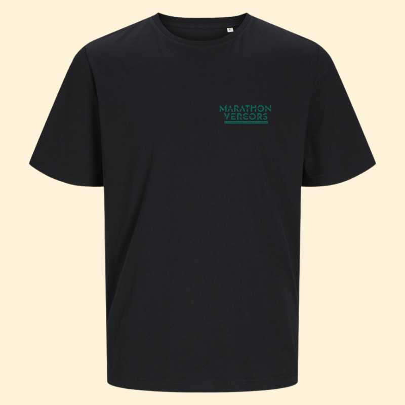 T-shirt coton noir Marathon du Vercors