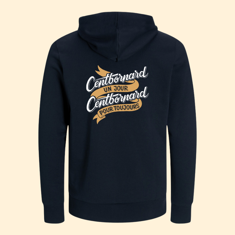 Sweat capuche unisexe Centbornard - Bleu marine 100km de Millau