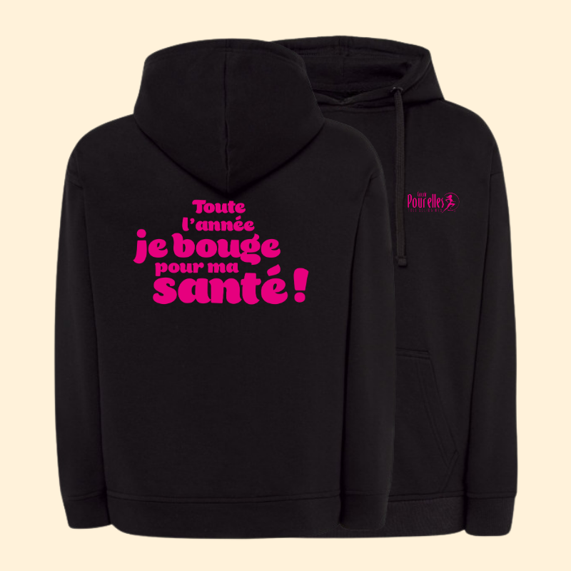 Sweat à capuche Noir Courir pour elles