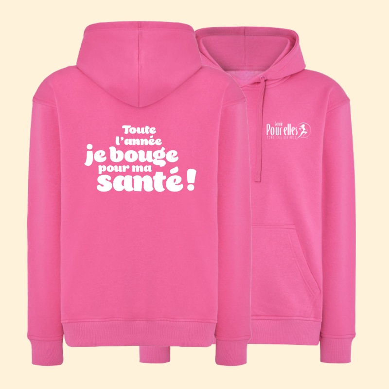 Sweat à capuche Rose Courir pour elles